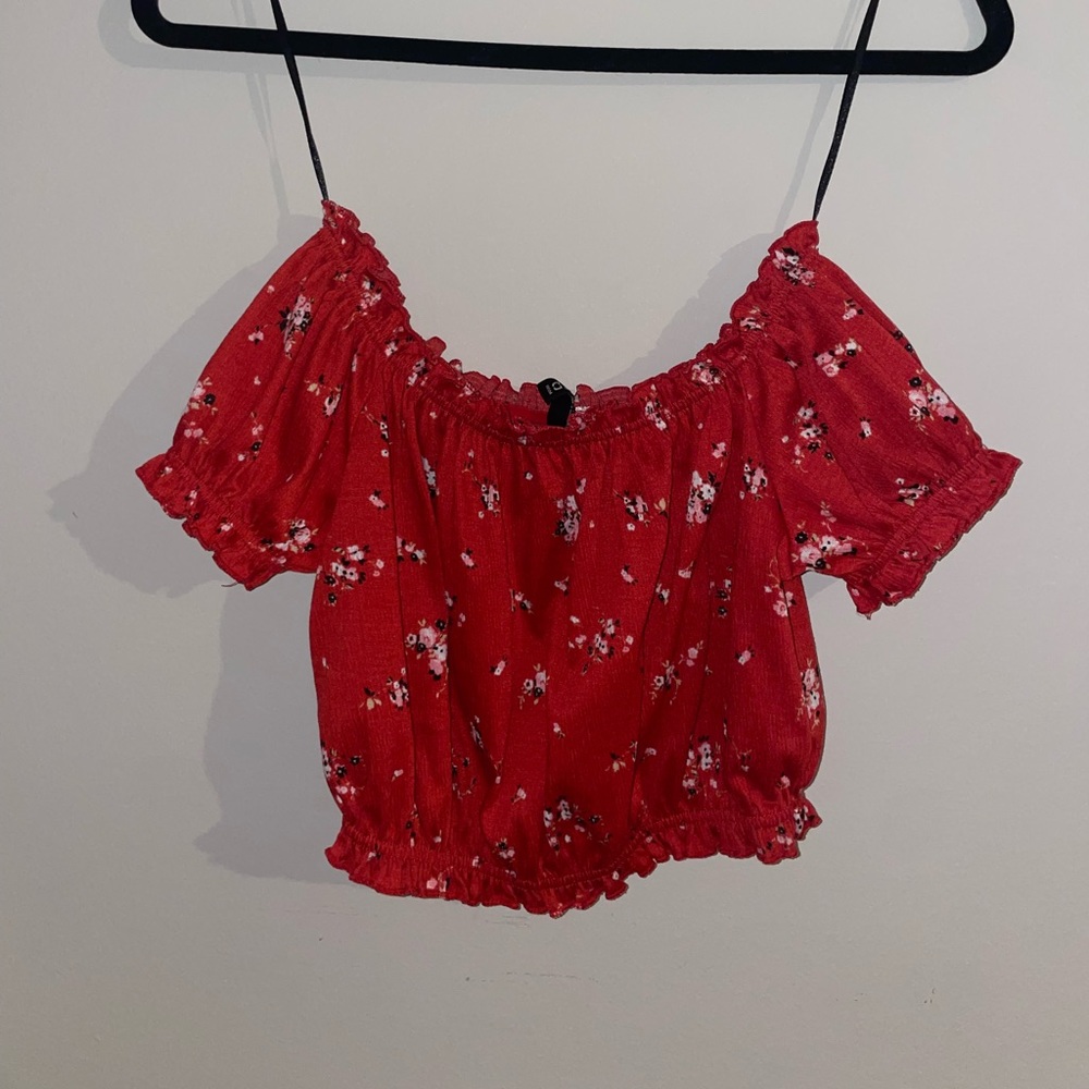 Red Floral Crop Top